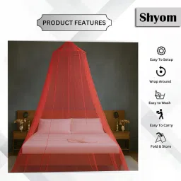 shyom Polyester Adults Washable Hanging Double bed Round Mosquito Net image 2