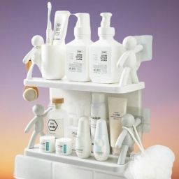 Pack of Two Wall Mounted Shelf, Bathroom Shelf Organizer 2*1541 Plastic Wall Shelf-image-1