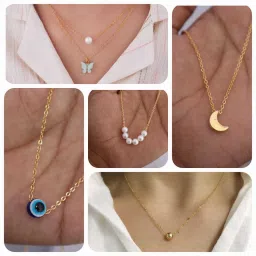 Shimmering beautiful multiple 5 pack combo for women and girls Diamond Gold-plated Plated Alloy Necklace-image-65