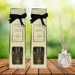 Sim & Ross Mimosa & Cardamom Reed Diffuser Set | Includes 5 Wooden Reed Sticks | 50ml | Toxin Free & Calming Effect, Room Freshener for Home, Bedroom, Bathroom Diffuser-89