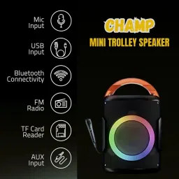 Clairbell DJ Box 20W Bluetooth Speaker with FM Radio, Mic, RGB Light & 4 hour's backER68 20 W Bluetooth Party Speaker image 2