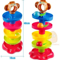 Children Preschool Fun Stack 5 Layers Tower Ball Rolling-image-77