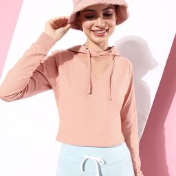 The Roadster Life Co. Solid Hooded Crop Sweatshirt With Mesh Detail-image-82