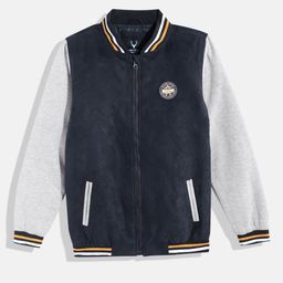Allen Solly Junior Boys Applique Detail Varsity Jacket With Contrast Sleeves-11