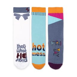 hexafun Pack Of 3 Patterned Pure Organic Cotton Calf-Length Socks-image-6