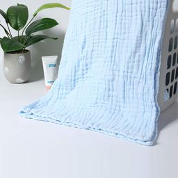 Moms Home Kids Blue Self-Design 500 GSM Organic Cotton Bath Towel-32
