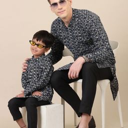 Stuffie Land Geometric Embroidered Regular Pure Cotton Straight Kurta with Pyjamas-image-52