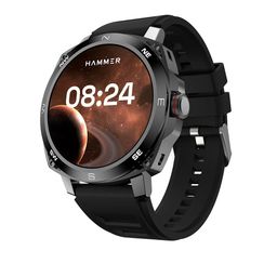 HAMMER Fit Pro 1.43" Super AMOLED Smart Watch Round Dial With Bluetooth Calling Black image 2