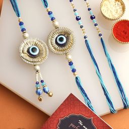 Tied Ribbons Set of 4 Bhaiya Bhabhi Kids Rakhi, Card & Roli Chawal Set-image-31