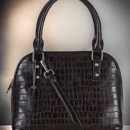 Mast & Harbour Brown Textured Structured Handheld Bag-14