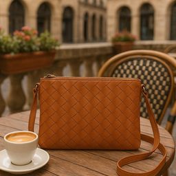 SILVIANO Women Textured Leather Structured Shoulder Bag with Cut Work-4