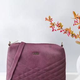 Mochi Purple Geometric Embellished Structured Sling Bag with Quilted-57