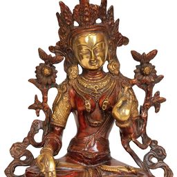 Exotic India Gold Toned Buddhist Goddess White Tara Brass Showpiece-image-81