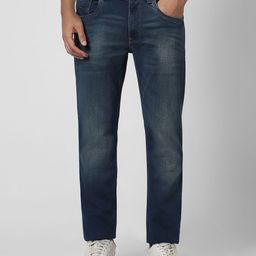 VAN HEUSEN DENIM LABS Men Navy Blue Clean Look Slim Fit Light Fade Stretchable Jeans-image-99