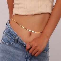 AQUASTREET 18K Gold Plated Anti-Tarnish Minimal 4mm Snake Chain Waist Chain-image-90