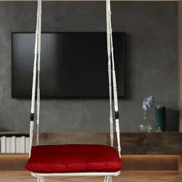 Patiofy Premium White & Red Comfortable Slab Hammock Swing Chair With Cushion-picture-7
