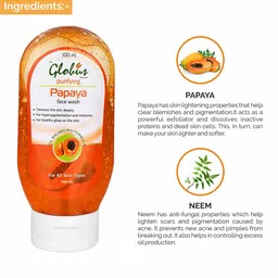 Globus Remedies Set Of 2 Papaya Purifying Face Wash - 100 ml image 5