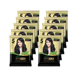 Nisha Set Of 10 Quick Color Henna Based Hair Color 10gm Each - Natural Black-2
