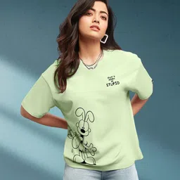 Bewakoof x Official Garfield Merchandise Be Stupid Typography Print Oversized T-shirt-picture-28