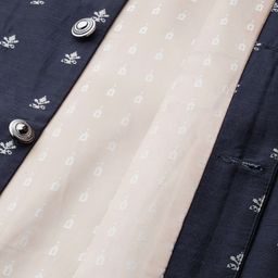 SOJANYA Men Navy Self Design Kurta with Churidar & Nehru Jacket image 2