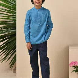 The Tribe Kids Mandarin Collar Long Sleeves Cotton Casual Shirt-image-36