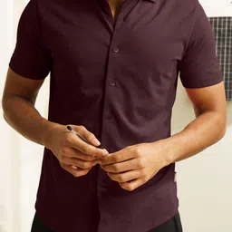 DAMENSCH Men Modern Fit Spread Collar Solid Cotton Casual Shirt-image-20
