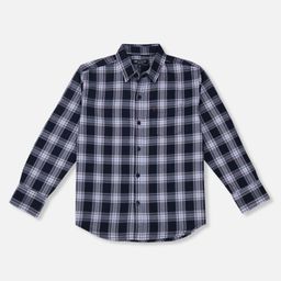 Gini and Jony Boys Navy Blue Tartan Checks Checked Casual Shirt-image-90