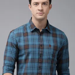 U.S. Polo Assn. Denim Co. Pure Cotton Slim Fit Checked Casual Shirt-image-46
