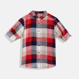 United Colors of Benetton Boys Linen Blend Checked Casual Shirt-picture-37
