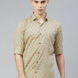 MILLENNIAL MEN Green Comfort Floral Opaque Printed Casual Shirt-picture-21