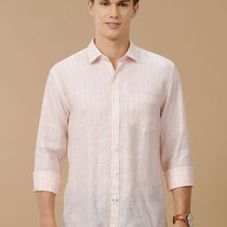 Linen Club Men Contemporary Slim Fit Striped Linen Casual Shirt-image-64