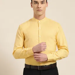SOJANYA Men Yellow Classic Regular Fit Solid Formal Shirt-image-36