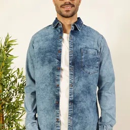 Thomas Scott Men Smart Slim Fit Faded Opaque Faded Casual Shirt-image-81
