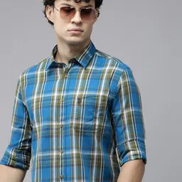 U.S. Polo Assn. Denim Co. Checked Pure Cotton Slim Fit Casual Shirt-image-44