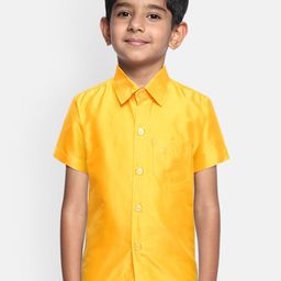 THANGAMAGAN Boys Yellow Original Regular Fit Solid Casual Shirt-image-39