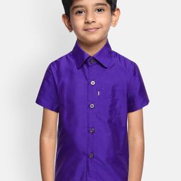 THANGAMAGAN Boys Purple Original Regular Fit Solid Casual Shirt-image-99