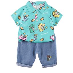 StyleCast x Revolte Boys Green & Blue Printed Shirt Collar Shirt with Shorts-picture-4