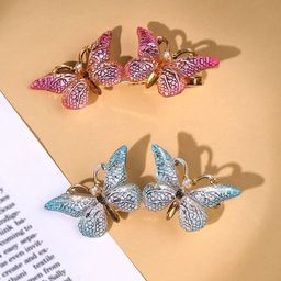 Yellow Chimes Women Pink & Blue Pack of 2 Butterfly Embellished Alligator Clips-54
