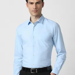 Peter England Slim Fit Spread Collar Opaque Cotton Formal Shirt-image-85