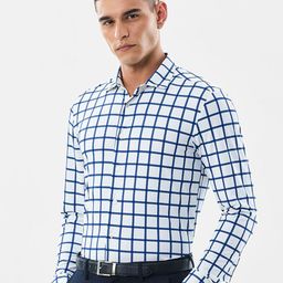 Snitch Checked Spread Collar Wrinkle Free Slim Fit Formal Shirt-image-12