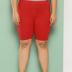 Leading Lady Women Red Pure Cotton Solid High-Rise Lounge Shorts-image-23