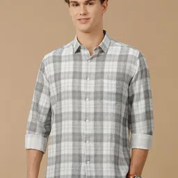 Linen Club Men Contemporary Slim Fit Tartan Checks Opaque Checked Casual Shirt-image-42
