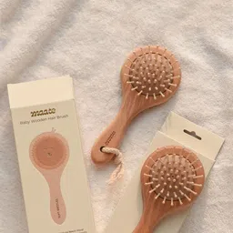MAATE  Kids Beige Wooden Baby Hair Brush-58