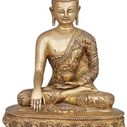 Exotic India Gold Toned Tibetan Buddhist Deity Gautama Buddha Showpiece-image-51