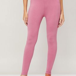 Melange by Lifestyle Women Pink Solid Cotton Churidar-Length Leggings-58