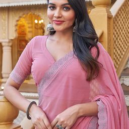 Satrani Women Embellished Pure Georgette Designer Saree With Unstiched Blouse Piece-24