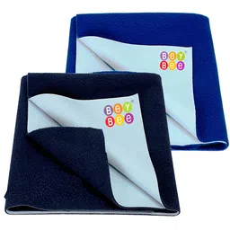 BeyBee Kids Blue & Navy Blue 2 Pieces Cotton Breathable & Lightweight Mattress Protector-image-81
