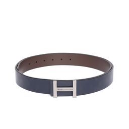 Tommy Hilfiger Men Navy Blue & Brown Printed Reversible Leather Belt-74