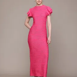Freehand by The Indian Garage Co Flutter Sleeve Bodycon Maxi Dress-image-86