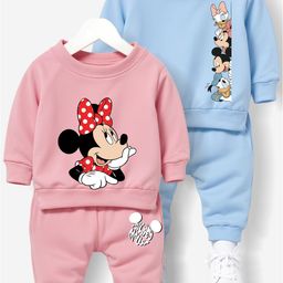 x2o Infants Set of 2 Mickey & Friends Graphic Printed Sweatshirt With Joggers-2